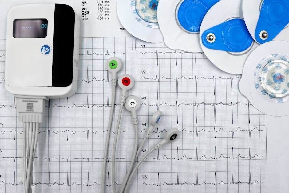 Doctor reviewing electrolyte panel and ECG results with concerned expression