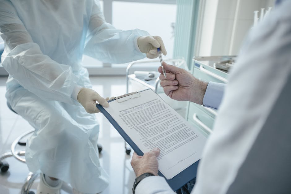 Single case agreement document and clinical records on a desk