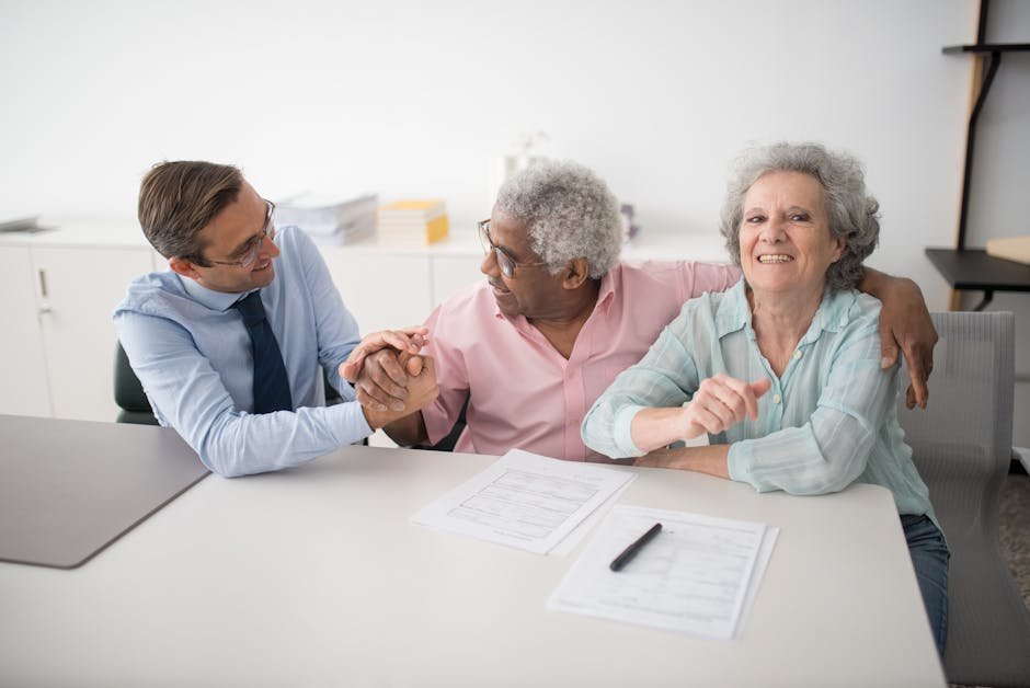 Family discussion with a financial advisor about insurance options