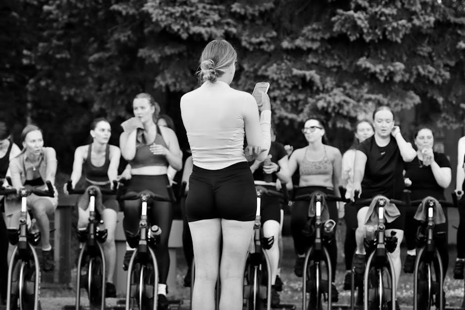 Group exercise class with instructor showing a moderate intensity workout
