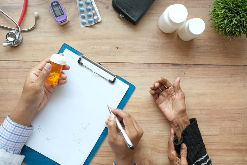 Physician writing park prescription Park Rx for patient with anxiety in clinic