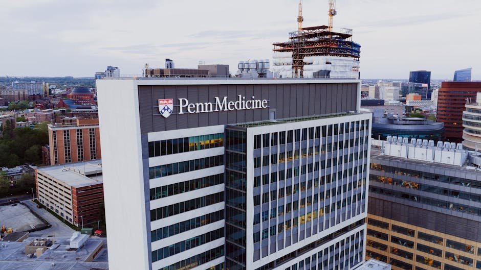 Veterans Affairs medical center exterior with American flag