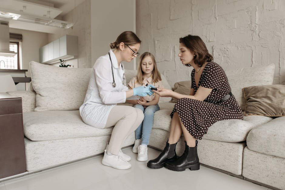 Primary care mental health screening visit: a friendly family doctor sitting with a patient at a wellness check, the calm office setting where most US adults first hear about depression or anxiety screening